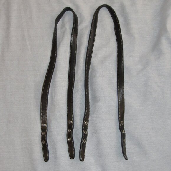 Set of 2 COACH Replacement Black Dark Brown Reversible 3 Grommet Straps 30" - Picture 3 of 4